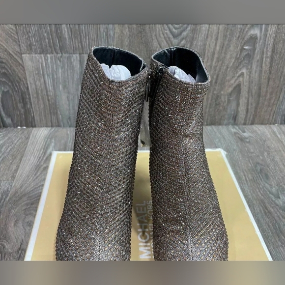 NEW Michael Kors MK Katerina Embellished Glitter Ankle Boot Black/Bronze 6.5 - Picture 5 of 12